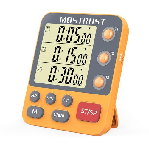Digital Dual Kitchen Timer, Multiple Channels Countdown Timer - color: Orange