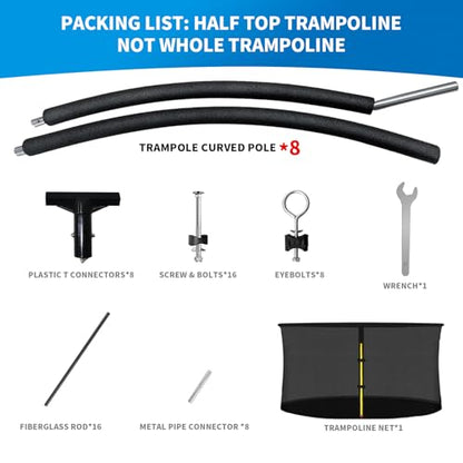 10 ft 8 Pcs Trampoline Curved Poles with Enclosure Net