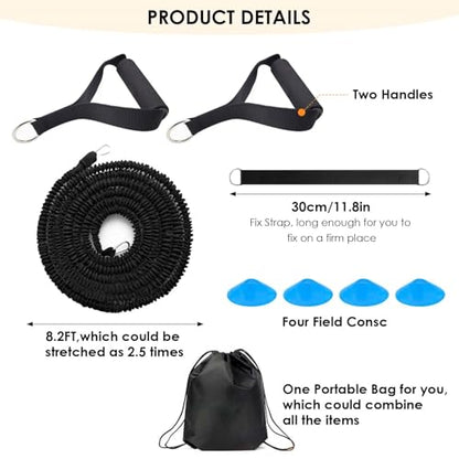 Speed Agility Training Equipment, 80lb Resistance Band Set to Improve Power, Strength, Focus Full Body Workout for Football, Basketball, Soccer, Tennis, Running, Jumping - color: Black