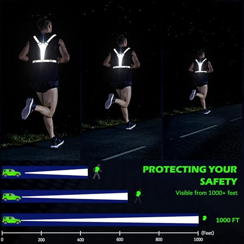 LED Reflective Vest Running Gear, USB Rechargeable Light Up Running Vest Chest Phone Holder for Runners Night Walking - color: Black