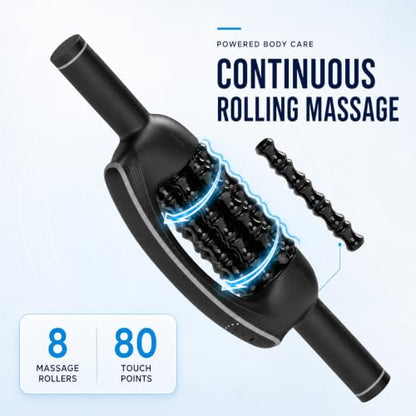Lymphatic Drainage Massager with 8 Rotating Rollers – Electric Body Massage Roller for Legs, Arms, Stomach & Back – Rechargeable Deep Tissue Massager for Circulation, Recovery & Daily Wellness