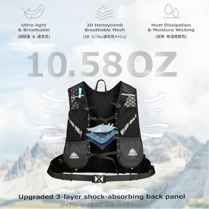 Azarxis Hiking Hydration Pack Running Backpack 18L Daypack Vest Lightweight for Women Men Cycling Biking Trail Race Rave (Black - Only Backpack) - color: #2 Black (18l) - Only Backpack