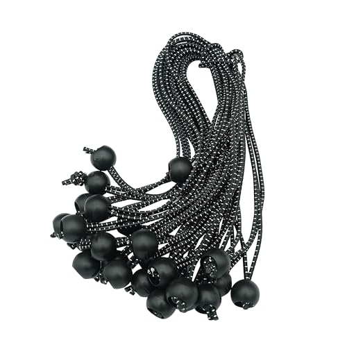 25 Pack Ball Bungee Cord, 11 Inch Heavy Duty Bungie Cord Balls, Black, Camping Usage, Indoor, Outdoor, Multifunctional, Waterproof, Prevent Breakage, UV Protection, Organizing, Securing. - size: 11 Inch - 25 Pcs