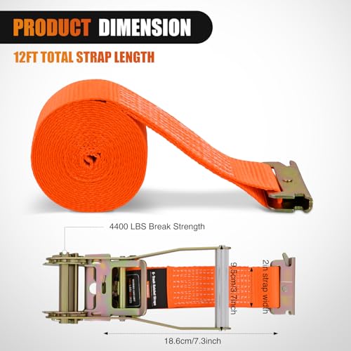 Nilight E-Track Ratchet Straps 2 Pack 2" x 12' - color: 2" x 12' E-Track Ratchet Straps