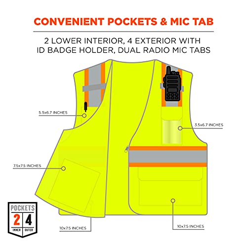 Ergodyne GloWear 8246Z ANSI High Visibility Two Tone Mesh Safety Vest with Reflective Binding, Lime, 2X-Large/3X-Large - color: Lime, size: XX-Large-3X-Large