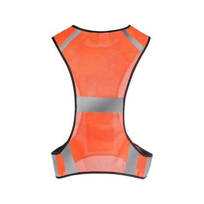 MioCloth High Visibility Reflective Running Vest with Pocket, Breathable Mesh Safety Vest, Unisex Cycling Jogging Night Gear - color: Orange