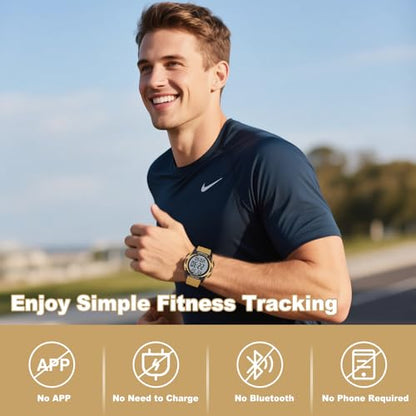 AVTREK Pedometer Watch for Walking Steps and Miles No Bluetooth/APP Needed - color: Coffee