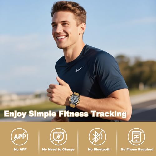 AVTREK Pedometer Watch for Walking Steps and Miles No Bluetooth/APP Needed - color: Coffee