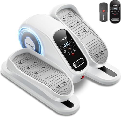 Under Desk Elliptical Machine, Electric Leg Exerciser for Seniors, Quiet & Portable Electric Seated Eclipse Exercise Training Machine with Remote, 12 Level Speeds & Mute Function, Manual & Auto Mode - color: White