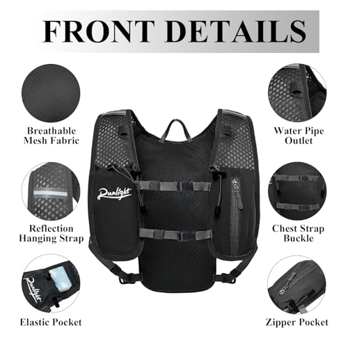 Runlight Running Vest for Women Men Lightweight Hydration Backpack Pack with 1.5L Water Bladder Bag Hydro Daypack for Hiking,Trail,Skiing,Camping,Cycling,Race,Marathon - color: Black