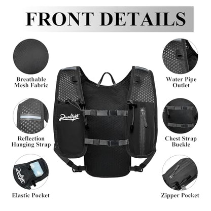 Runlight Running Vest for Women Men Lightweight Hydration Backpack Pack with 1.5L Water Bladder Bag Hydro Daypack for Hiking,Trail,Skiing,Camping,Cycling,Race,Marathon - color: Black