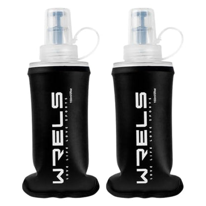 WRELS TPU Soft Flask Lightweight Portable Reusable Water Bottle,BPA Free Collapsible Flask for Hydration Pack in Running Hiking Cycling and Marathon - color: 150ml/5.07oz-2 Pack-Black