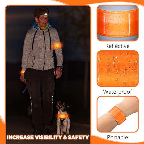 Halloscume Reflective Arm Snap Band 15.75 in Slap Bracelets - color: Orange