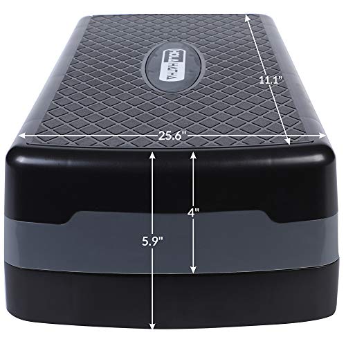HolaHatha Compact Portable Aerobic Step Platform Exercise Fitness Equipment, Cardio Stepper with Adjustable Height for Home Gym - color: Black/Grey