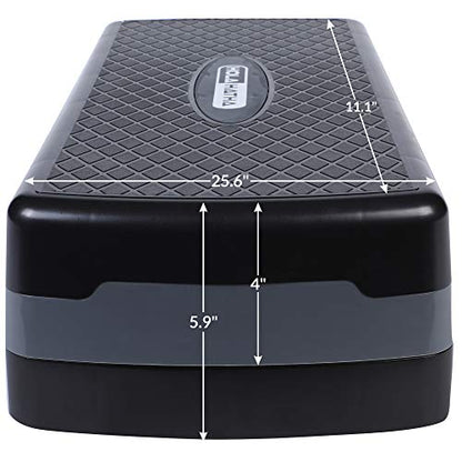 HolaHatha Compact Portable Aerobic Step Platform Exercise Fitness Equipment, Cardio Stepper with Adjustable Height for Home Gym - color: Black/Grey