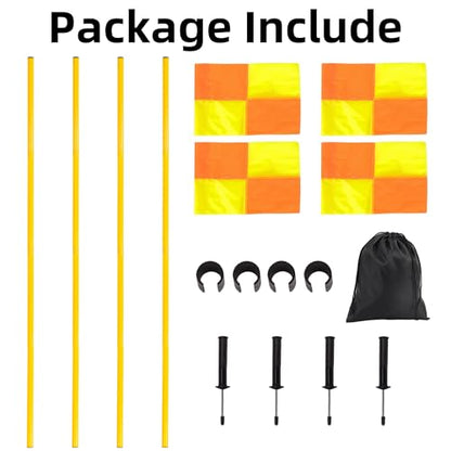 Desyeryamimi Soccer Corner Flags Set of 4 for Soccer Field, Adjustable Spring Loaded Soccer Flags Agility Training Poles Soccer Sticks, Speed and Agility Training Equipment with Storage Bag-5FT