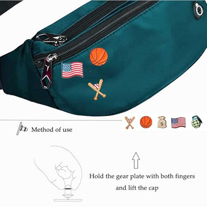 Fanny Packs for Men and Women Water-Repellent Sports Waist Pack Bag - color: 1pack-Ball Pattern Teal Blue