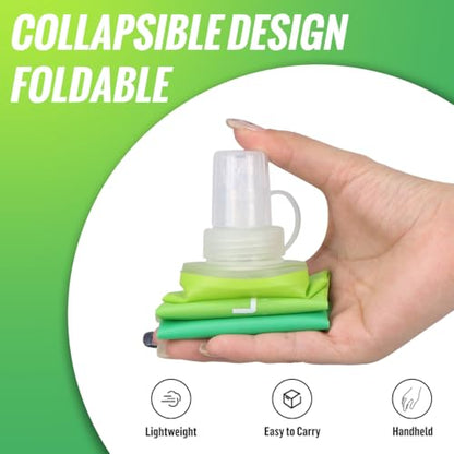 WRELS TPU Soft Flask Lightweight Portable Reusable Water Bottle,BPA Free Collapsible Flask for Hydration Pack in Running Hiking Cycling and Marathon - color: Mix Green-500ml *2