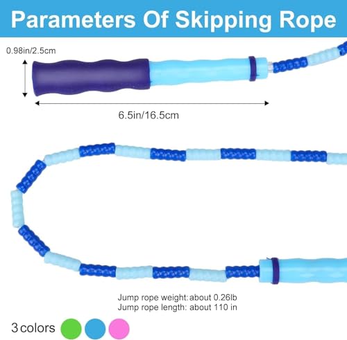 GRAWUN Jump Rope For Kids, Soft Beaded Jump Rope, Adjustable Length Tangle-Free Segmented Soft Beaded Skipping Rope，for Women, Men and Kids Keeping Fit, Workout and Weight Loss - color: 6 Pack