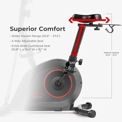 Sunny Health & Fitness Smart Magnetic Upright Exercise Bike for Home Cardio - color: Black