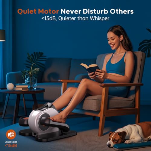 HitGo Under Desk Elliptical, 2-in-1 Electric Pedal Exerciser for Seniors, 10 Resistance Levels, 10 Speeds, 3 Auto Modes, Quiet Leg Exerciser with Remote, Fully Assembled, Non-Slip Pedals