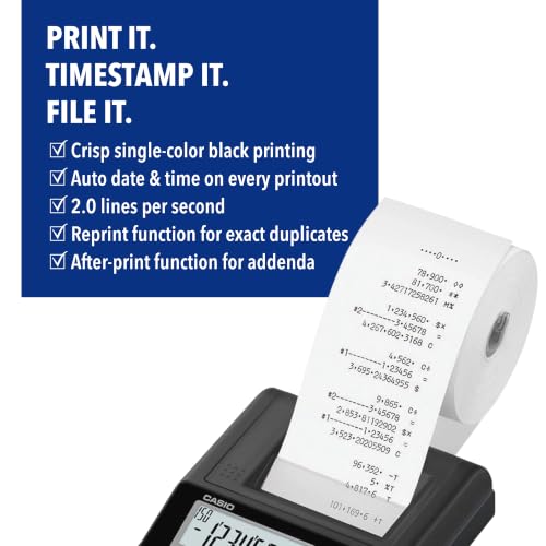 Casio HR-10RC Mini Desktop Printing Calculator, Black