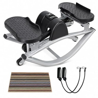 JSDMBD Rock Stepper Step Side-to-Side Lateral Rocking Fitness Stepper with Digital Monitor/Resistance Bands Machine for Home Workout