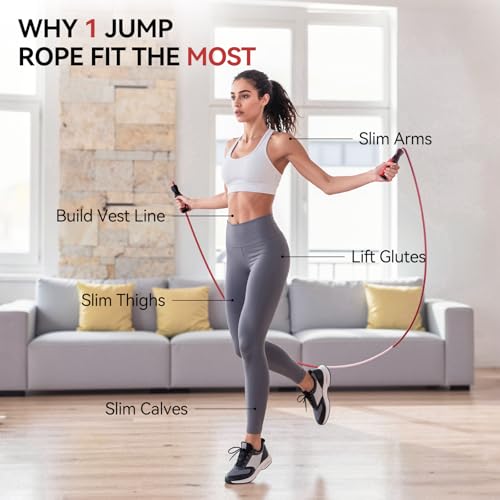 Jump Rope Cotton Adjustable Skipping Weighted jumprope for Women, Adult and Children Athletic Fitness Exercise Jumping Rope - color: Red, size: 1pcs