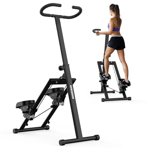 Stair Stepper Vertical Stair Master with Optional Resistance Bands Adjustable Handlebar & Pedals Climber Exercise Machine for Full-Body Workout, New Version