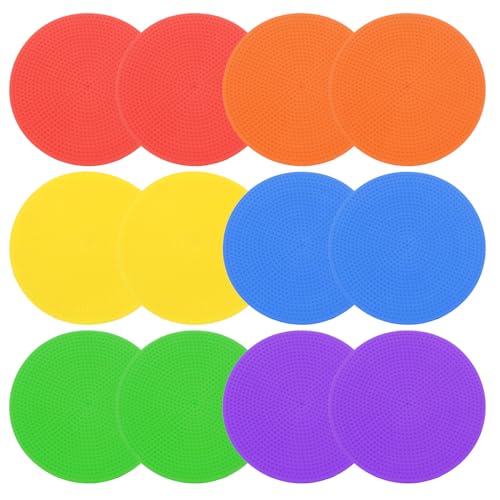 PATIKIL Poly Spot Markers, Rubber Floor Dots with Storage Bag Flat Agility Cones for Sports Training - color: Mixed Color, size: 4 Inch
