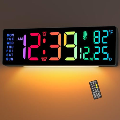 Soobest 14.2 Inch Electric Digital Wall Clock, LED Large Display - color: 14.2” Multicolor