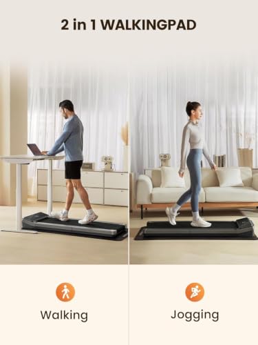 WalkingPad Foldable Walking Pad Treadmill, Walk and Jog, Under Desk - color: Gray