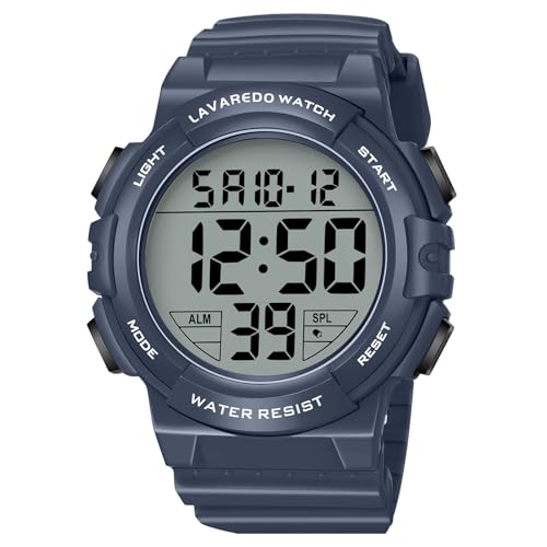 Mens Digital Watch, Sport Military Watch for Men, LED Large Face - color: 15-GreyBlue