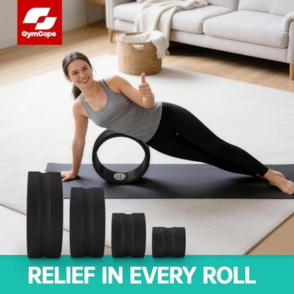 GymCope Back Roller Wheel 4 Pack Spine-Safe Groove, for Whole Family Yoga - color: Black, size: 4"+6"+10"+13"