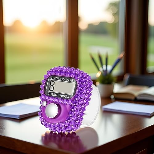 Electronic Finger Tally Counter Clicker Counter,Convenient Portable Digital Display Tally Counter,Resettable Mini Lap Counter for Golf Goods Counting Accessories,Track and Field Lap Counters(Purple)