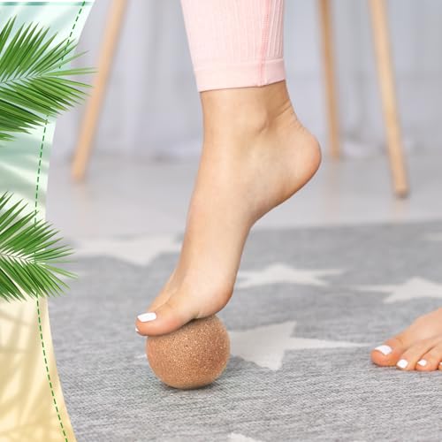 Seenelling 100 Pcs Cork Massage Ball 2 Inch Solid Hard Myofascial Release Yoga Ball for Back Foot Neck Pain Therapy Portable Tissue Muscle Release Tool for Home Office Travel - size: 2 inches