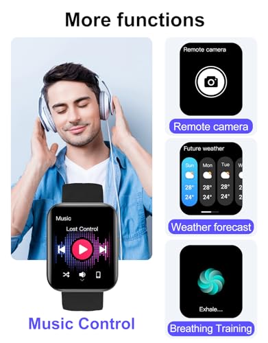 Smart Watch for Women Men, Answer/Make Calls, for iPhone/Android Black - color: Black