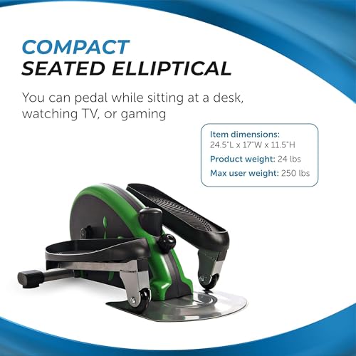 Stamina Inmotion Compact Strider Foot Exercise Machine - Under Desk Elliptical - Standing or Seated Elliptical Fitness Equipment - color: Black/Green