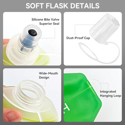 500ml Soft Flask Soft Water Bottle for Running, Hiking, Cycling and Climbing - Gradient Green - color: 500ml, Gradient Green