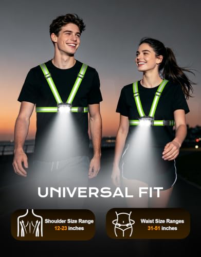 Zewdov 800LM Ultra Bright Running Lights for Runners, 7 Modes & 360° Reflective Running Gear, IPX4 Waterproof, 45° Adjustable Rechargeable Running Light for Walking/Hiking/Cycling/Working/Jogging