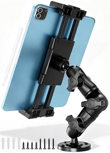 OHLPRO Heavy Duty Drill Base Tablet Mount for Truck Dashboard - Permanent Screw Down iPad Car Holder for Semi Trucks, Vans & Commercial Vehicles, Fits 5-17 Inch Devices, 360° Rotating Adjustable Arm - size: Standard Arm
