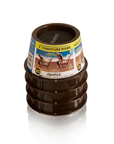 Slipstick CB654 2 Inch Lift Furniture Risers / Bed Risers, Adds 2" Height to Heavy Furniture or Beds (Set of 4) Supports 2,000 lbs,Chocolate/Dark Brown