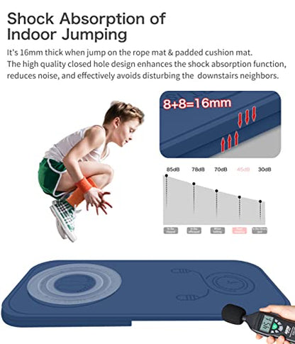 Jump Rope Mat Shockproof Exercise Skipping Mat All-Purpose Extra Thick High Density Anti-Tear Exercise Yoga Mat, Non Slip for Indoor and Outdoor - color: Blue