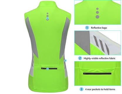 Little Donkey Andy Women's Half Zip Breathable Cycling Vests Reflective Sleeveless Jerseys Shirts Golf 4 Rear Pockets - color: Upgraded Fluorescent Yellow, size: Small