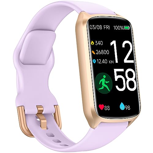 Amzhero Health Fitness Tracker with 24/7 Heart Rate, Blood Oxygen, Blood Pressure, Sleep Tracker, 5ATM Waterproof Activity Trackers with Step Tracker, Pedometer (S & L Bands Included) - color: Purple