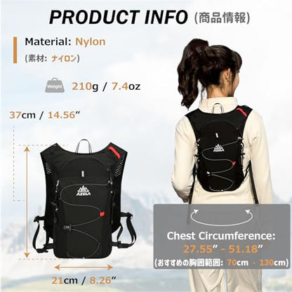 Azarxis Hiking Hydration Pack Running Backpack 10L Daypack Vest for Women Men Lightweight Cycling Biking Trail Race Jogging (Black - Only Backpack) - color: #3 Black (10l) - Only Backpack