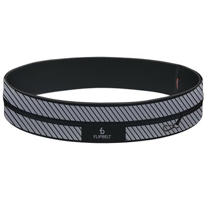 FlipBelt Classic Running Belt, Phone Holder for Running, Money Belt Pouch - color: Reflective Black, size: Medium