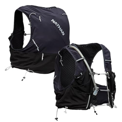 Nathan Hydration Vest 12L for Running & Hiking - Quick-Fit Adjustments, Breathable Mesh, 1.6L Insulated Bladder, Lightweight 8.8 oz, 6 Power Mesh Pockets, Diagonal Zip - Pinnacle Pro - size: X-Small, style: Black