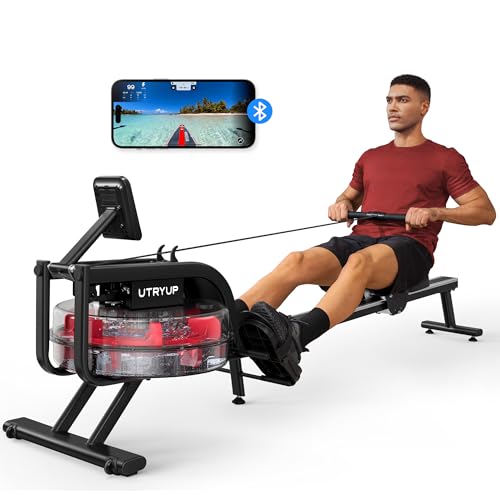 Magnetic Rowing Machines for Home (R05), Water Rowing (R10), 16 Levels of Quiet Resistance Foldable Compact Rowing Machine 350 LB Weight Capacity with Bluetooth, App Supported, Tablet Holder