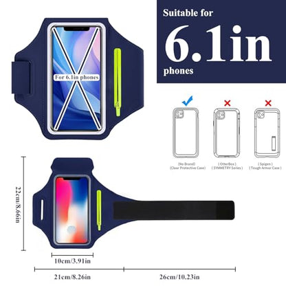 Running Armband Armband Sports Phone Holder with Adjustable Arm Strap Touch Screen Zipper Pocket Key Holder Water Resistant Ergonomic - color: Blue